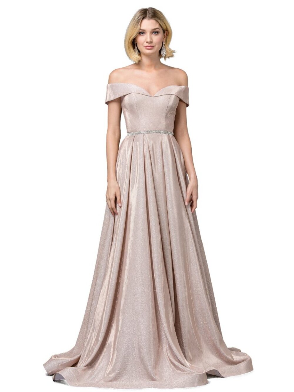 NEW ROSE-GOLD Evening Gown Floor Length Formal Elegant Stunning 2824 - Picture 3 of 4